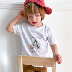 Personalised Easter Initial Outfit for Kids – Bunny Letter Baby Bodysuit or T-shirt