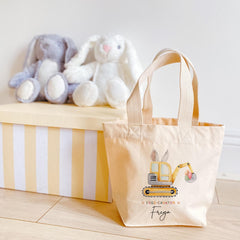 Personalised Eggs - Cavator Easter Tote Bag - Gift for Son, Daughter, Grandchild, Niece or Nephew