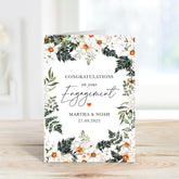 Personalised Engagement Card for Couple Elegant Floral Boho Design Names Date Congratulations Card For Daughter Son Daughter in Law Engaged
