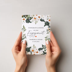 Personalised Engagement Card for Couple Elegant Floral Boho Design Names Date Congratulations Card For Daughter Son Daughter in Law Engaged