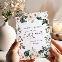 Personalised Engagement Card for Couple Elegant Floral Boho Design Names Date Congratulations Card For Daughter Son Daughter in Law Engaged
