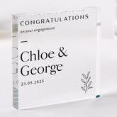 Personalised Engagement Gift with Couple Name Date Acrylic Plaque Keepsake Minimalist Couple Decor We're Engaged Present for Her or Him