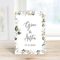 Personalised Engagement or Wedding Card for a Couple Elegant Floral Design Custom Names and Date Keepsake Card for Special Day We're Engaged