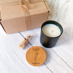 Personalised Engraving Birth Flower Candle, Birthday Gift for January February March April May June July August September October December