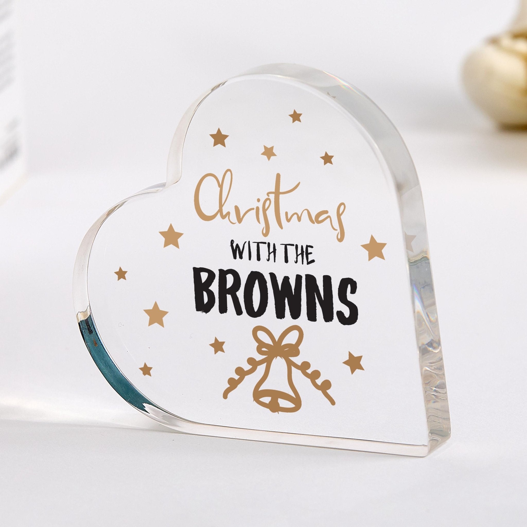 Personalised Family Christmas Heart Acrylic Plaque Custom Last Name Festive Decoration Keepsake