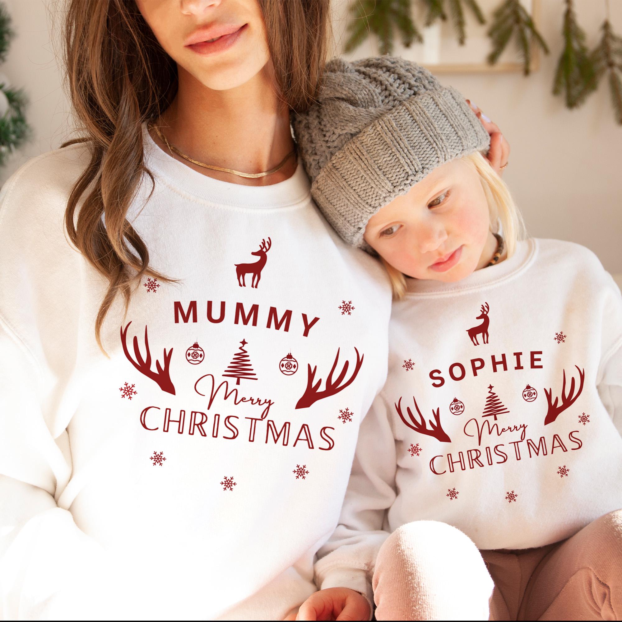 Personalised Family Christmas Jumper – Mummy Daddy Baby Matching Sweatshirt