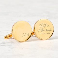 Personalised Father of the Bride Cufflinks, Custom Initial and Date Wedding Day Gift for Dad from Daughter