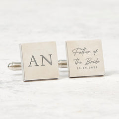 Personalised Father of the Bride Cufflinks Custom Initial and Wedding Date Gift from Bride or Groom Daughter or Son for Wedding Day Keepsake