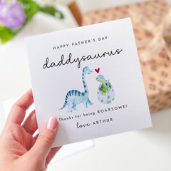 Personalised Father’s Day Card for Dad Daddysaurus Fun Dinosaur Design Custom Name Keepsake Card from Baby Son or Daughter Roarsome Daddy