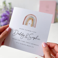 Personalised Father’s Day Card for Dad from Child Daddy and Baby Girl Baby Boy Rainbow Design Sentimental Keepsake for First Fathers Day