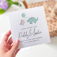 Personalised Father’s Day Card for Daddy from Child Cute Dinosaur Design Dad and Child Keepsake for First Father’s Day