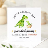 Personalised Father’s Day Card for Grandad Grandadsaurus Fun Dinosaur Name Roarsome Keepsake Card from Grandchild to Grandpa and Baby Dino