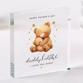 Personalised Father's Day Gift with Child Name Daddy Acrylic Plaque Cute Teddy Bear Keepsake Special Daddy and Baby Present Dada Bear