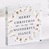 Personalised Fiancé Merry Christmas Acrylic Plaque – Xmas Gift for Fiancée Keepsake Decoration for Him Her