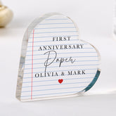 Personalised First Anniversary Gift – Acrylic Plaque – Paper Anniversary Keepsake for Husband Wife or Couple