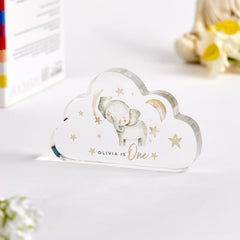 Personalised First Birthday Cloud Acrylic Plaque Keepsake with Name Gift for Baby Girl Boy Nephew Niece Grandson Granddaughter 1st Birthday