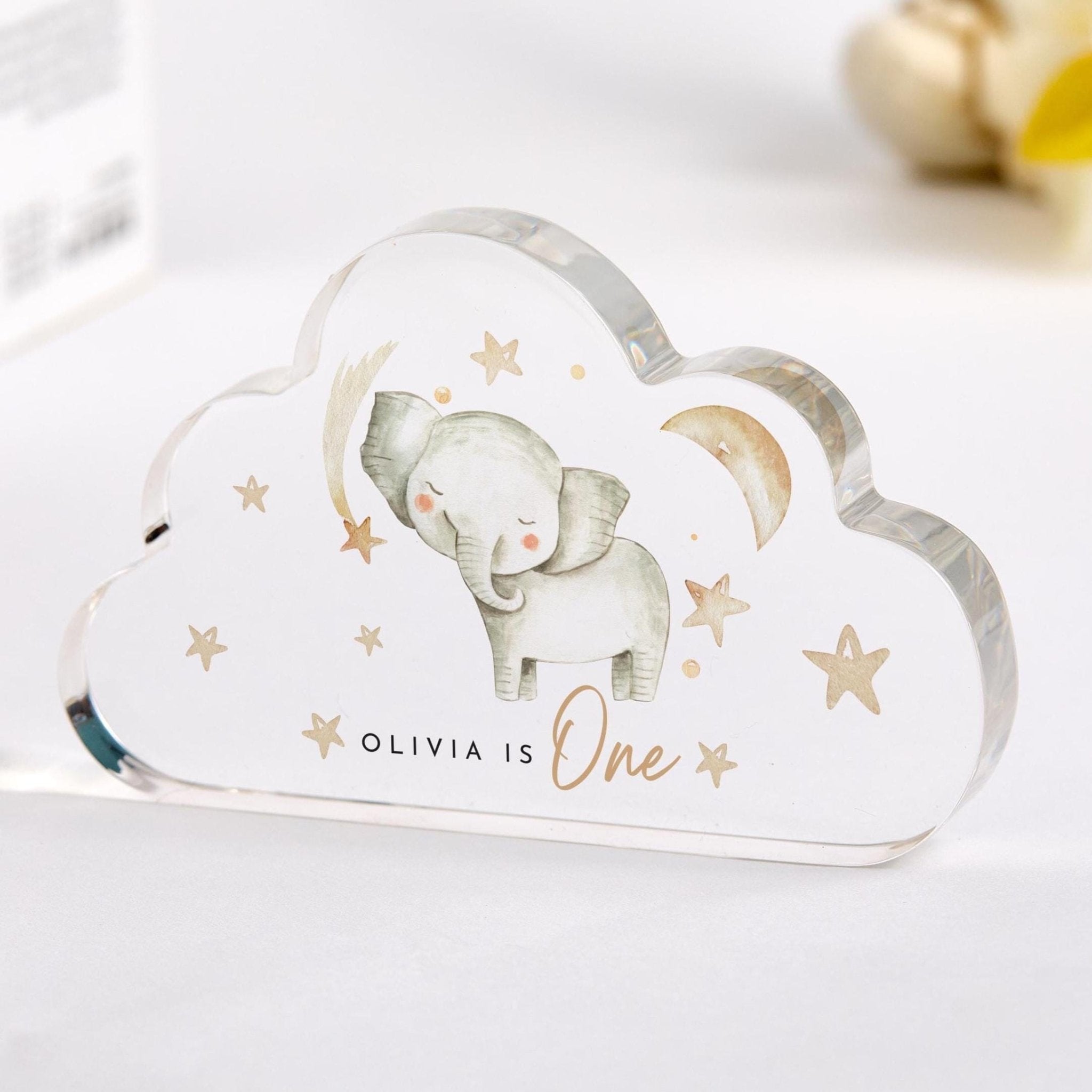 Personalised First Birthday Cloud Acrylic Plaque Keepsake with Name Gift for Baby Girl Boy Nephew Niece Grandson Granddaughter 1st Birthday