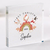 Personalised First Christmas Acrylic Plaque – Gift for Child Niece Nephew or Grandchild - Cute Rainbow Design Baby Keepsake