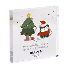Personalised First Christmas Acrylic Plaque Gift for Son Daughter Niece Nephew Godson Goddaughter Godson Granddaughter Stepson Stepdaughter