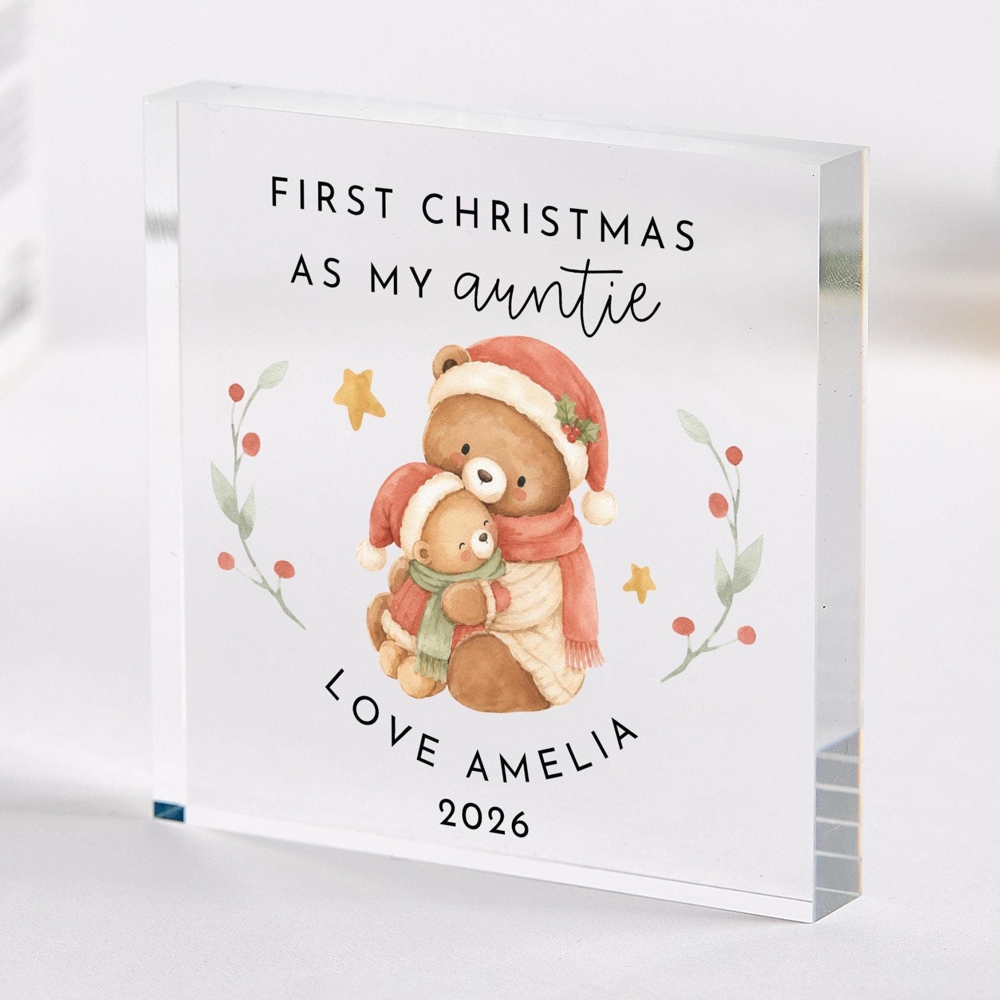 Personalised First Christmas as Auntie Keepsake, New Aunt Xmas Gift