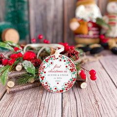 Personalised First Christmas as Auntie & Uncle Tree Decoration Ornament Gift from Nephew or Niece 1st Xmas Keepsake