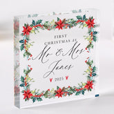 Personalised First Christmas as Mr & Mrs Gift Acrylic Plaque Wedding Keepsake for Newlywed Couple Husband and Wife