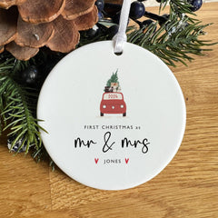 Personalised First Christmas as Mr & Mrs Ornament 1st Xmas Married Ornament Keepsake Couples Tree Decoration Gift Newlywed Wife Husband