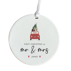 Personalised First Christmas as Mr & Mrs Ornament 1st Xmas Married Ornament Keepsake Couples Tree Decoration Gift Newlywed Wife Husband