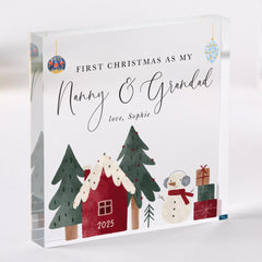 Personalised First Christmas as My Nanny & Grandad Acrylic Plaque – Custom Xmas Keepsake Gift for Grandparents