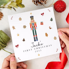 Personalised First Christmas Card for Nephew Son Grandson Nutcracker Ballerina or Soldier Design – Keepsake Xmas Card for Baby Boy or Girl