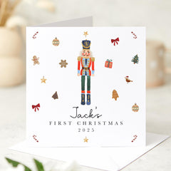 Personalised First Christmas Card for Nephew Son Grandson Nutcracker Ballerina or Soldier Design – Keepsake Xmas Card for Baby Boy or Girl