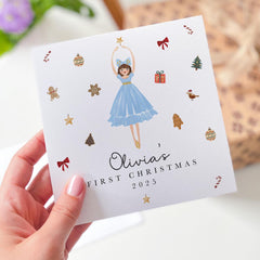 Personalised First Christmas Card for Nephew Son Grandson Nutcracker Ballerina or Soldier Design – Keepsake Xmas Card for Baby Boy or Girl