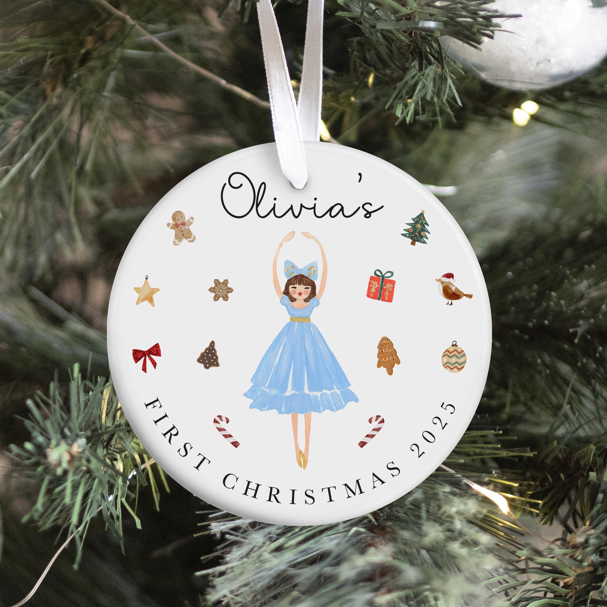 Personalised First Christmas Ceramic Ornament Nutcracker Ballerina Tree Decoration Keepsake – Gift for Baby Girl or Boy