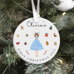 Personalised First Christmas Ceramic Ornament Nutcracker Ballerina Tree Decoration Keepsake – Gift for Baby Girl or Boy