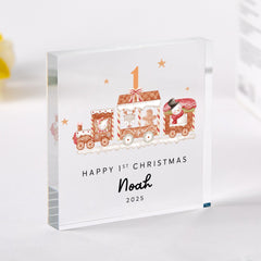 Personalised First Christmas Gift Acrylic Plaque Cute Festive Keepsake Gift for Son Daughter Grandson Granddaughter Niece Nephew