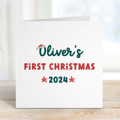 Personalised First Christmas Gift Card Baby's 1St Xmas With Name Santa Hat For New Baby Son Daughter Grandson Granddaughter Nephew Niece
