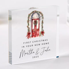 Personalised First Christmas in New Home Acrylic Plaque Custom Keepsake Gift for Couple or Family