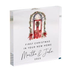 Personalised First Christmas in New Home Acrylic Plaque Custom Keepsake Gift for Couple or Family