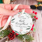 Personalised First Christmas in Our New Home Ceramic Ornament Custom Address Tree Decoration Keepsake Gift for Couple Husband Wife