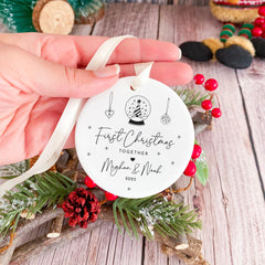 Personalised First Christmas Together Ornament for Girlfriend Boyfriend Couple with Names 1st Xmas Keepsake for Partners or Newlyweds