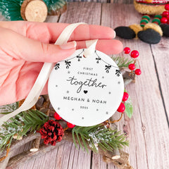 Personalised First Christmas Together Ornament Gift for Girlfriend Boyfriend Custom Couple Keepsake with Names Xmas Decoration