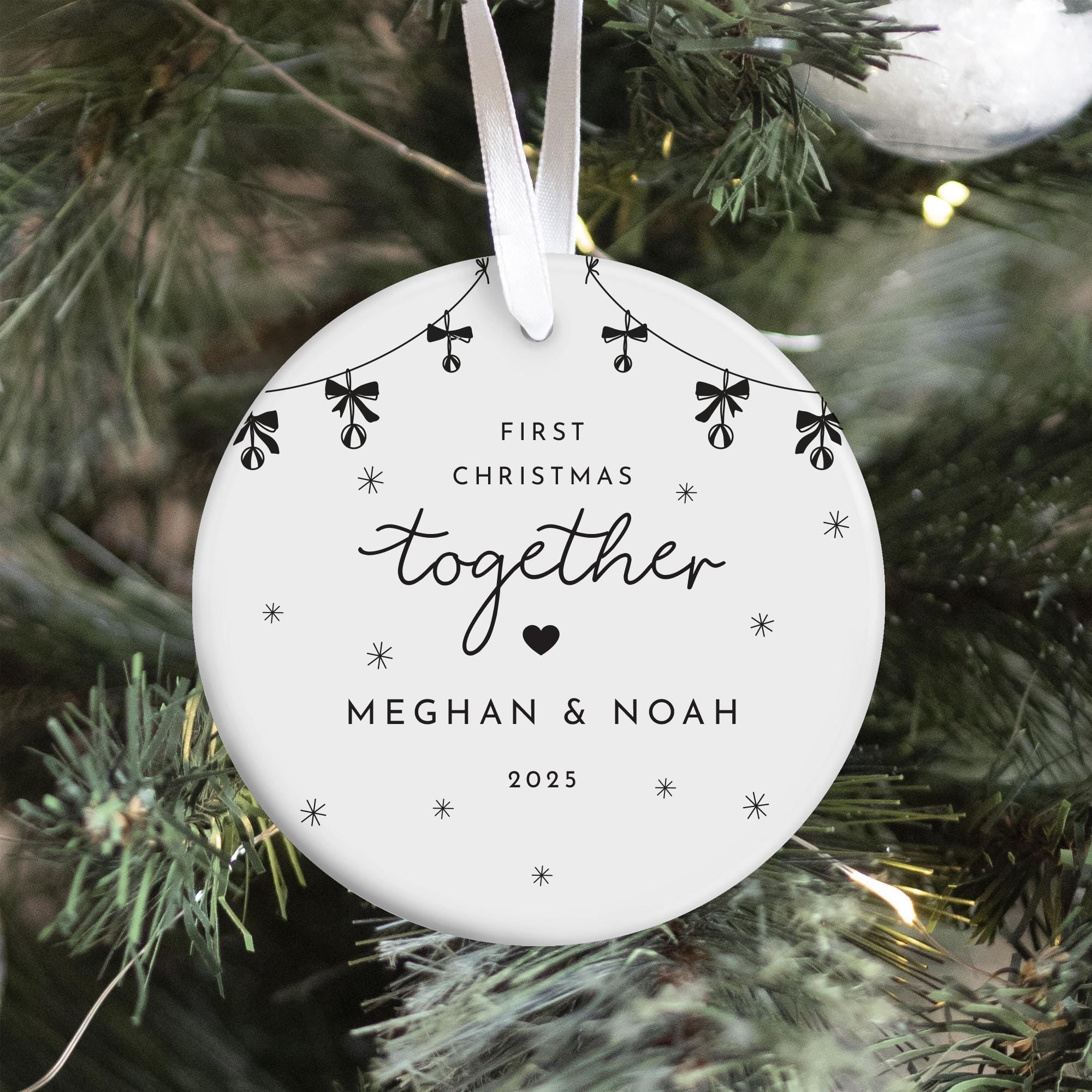 Personalised First Christmas Together Ornament Gift for Girlfriend Boyfriend Custom Couple Keepsake with Names Xmas Decoration