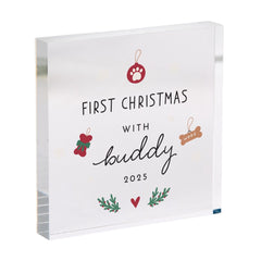 Personalised First Christmas with Pet Acrylic Plaque – Gift for Dog Cat Owner - 1st Xmas Keepsake for Pet Lovers