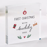 Personalised First Christmas with Pet Acrylic Plaque – Gift for Dog Cat Owner - 1st Xmas Keepsake for Pet Lovers