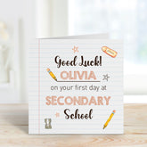 Personalised First Day At School Card For Boy Girl Good Luck Gift Card Happy First Day Secondary School Back To School Son Daughter