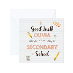 Personalised First Day At School Card For Boy Girl Good Luck Gift Card Happy First Day Secondary School Back To School Son Daughter