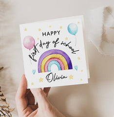 Personalised First Day At School Card Secondary Back To School Primary Reception Nursery 1St Day Gift Card New School Card Good Luck Rainbow