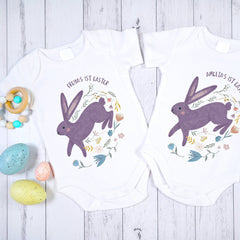Personalised First Easter Baby Bodysuit Bunny Design Top For Boys Or Girls Rabbit Easter Gift 1st Baby Vest Cotton