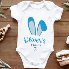 Personalised First Easter Baby Bodysuit Pink Or Blue Bunny Design Top For Boys Girls Rabbit Gift 1st