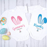 Personalised First Easter Baby Bodysuit Pink Or Blue Bunny Design Top For Boys Girls Rabbit Gift 1st